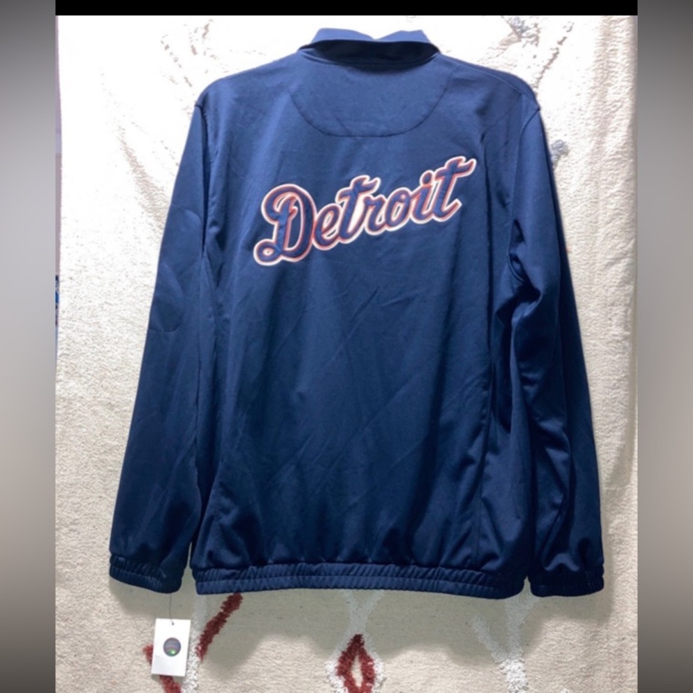 NWT Detroit Tigers Jacket Sewn MLB Blue Baseball Team Track Full Zip Men’s L New